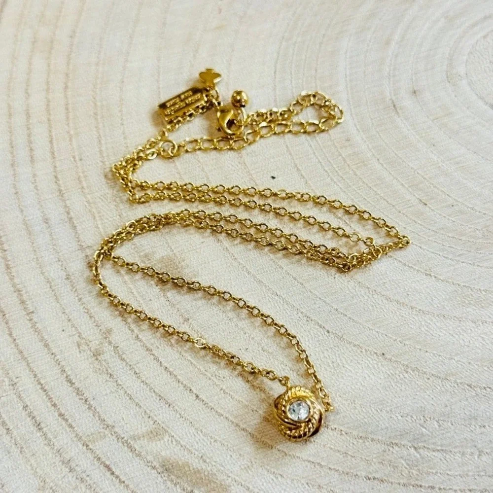 Kate Spade New York infinity and beyond knot Necklace gold‎ Crystal Jeweled 19